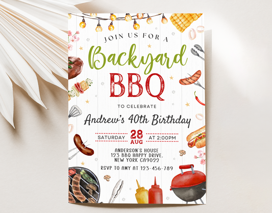 BBQ Invitation, Barbecue Party Invitation, BBQ Birthday Invitation Etemply