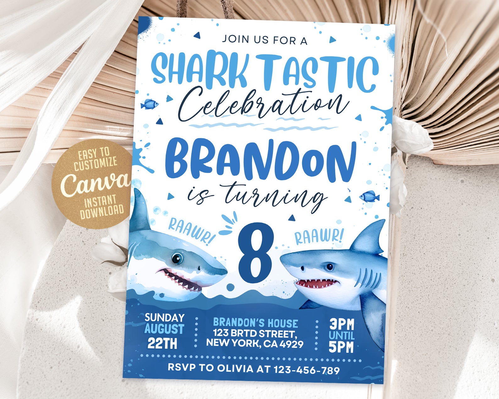 Shark Invitation, Shark Birthday Invitation, Sharktastic Party Invite Etemply