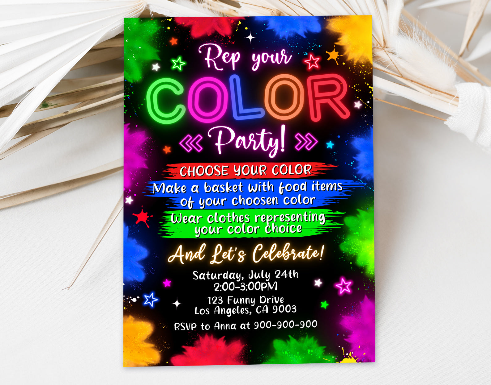 Color Party Invitation, Rep your color party invitation Etemply