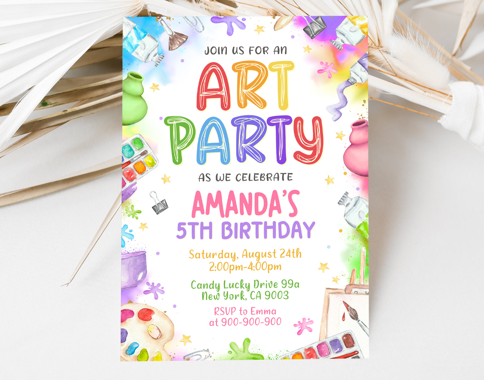 Art Party Invitation, Painting Party Invitation, Art Paint Party Invite Etemply
