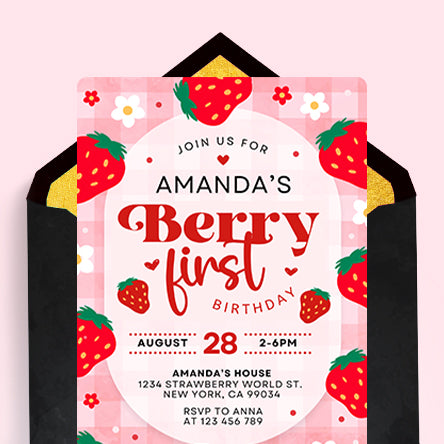 Berry First Birthday Invitations