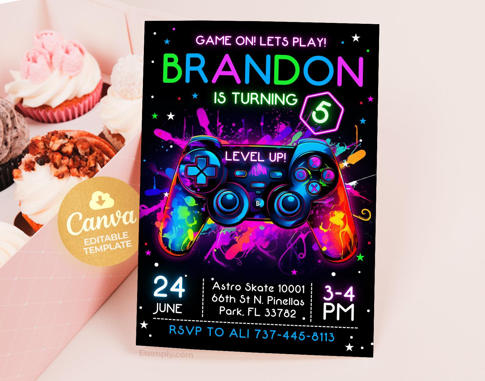 Gaming Party Invitation Etemply