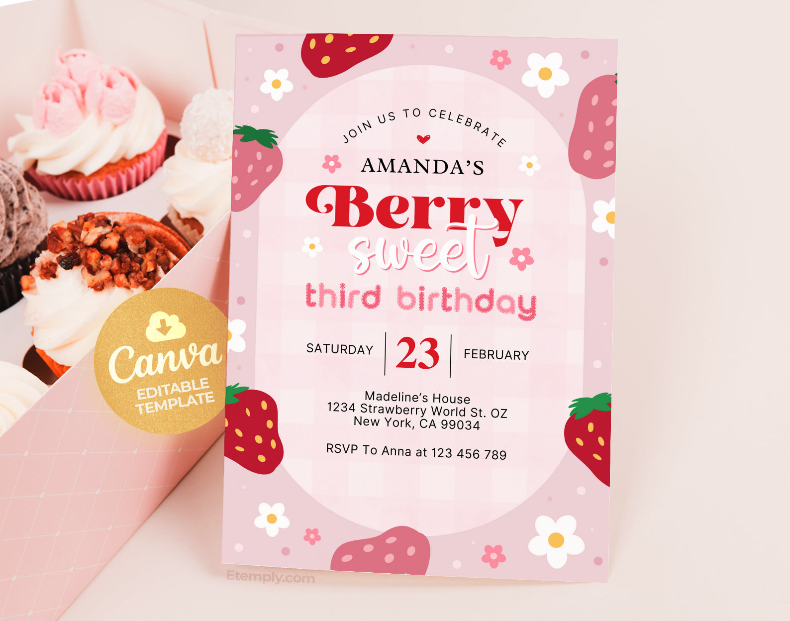 Berry Sweet Birthday Invitation Etemply