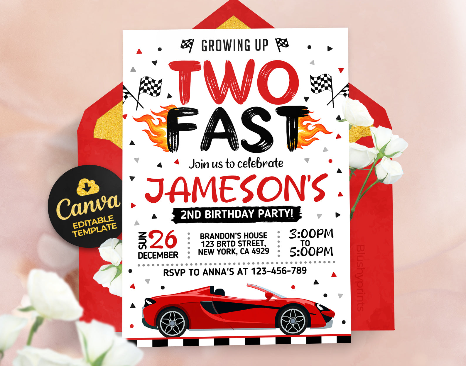 Two Fast Birthday Invitation Etemply