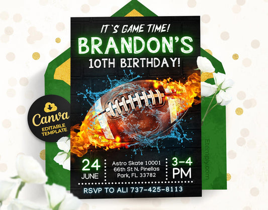 Football Birthday Invitation Etemply