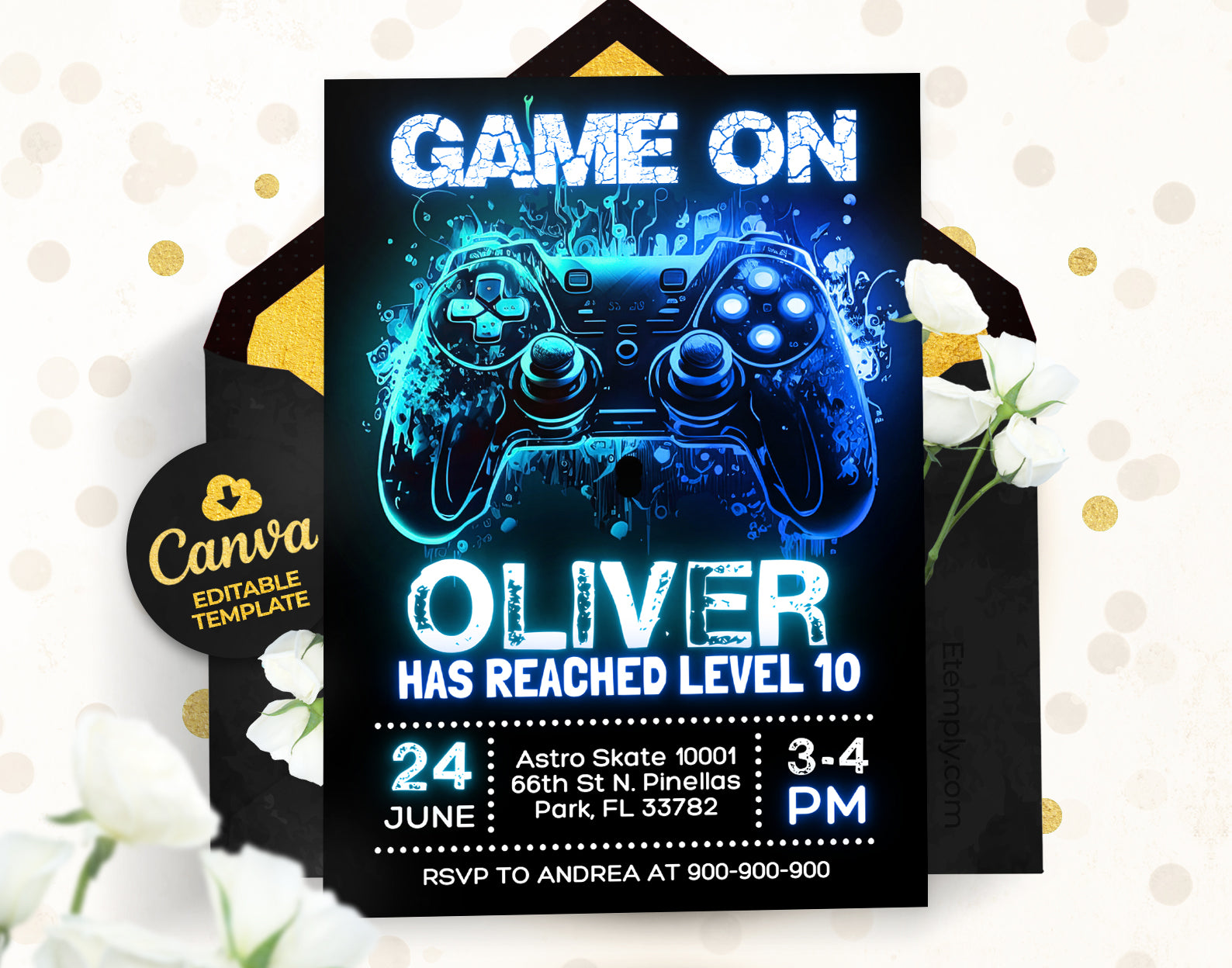 Gaming Party Invitation Etemply