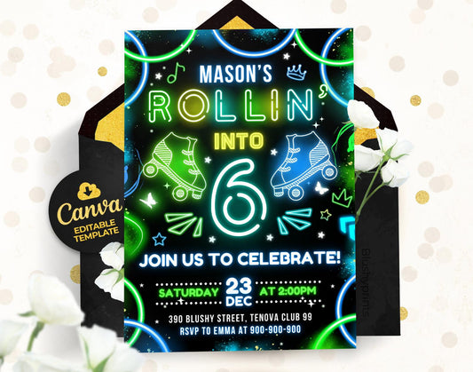 Boy Skating Party Invitation Etemply