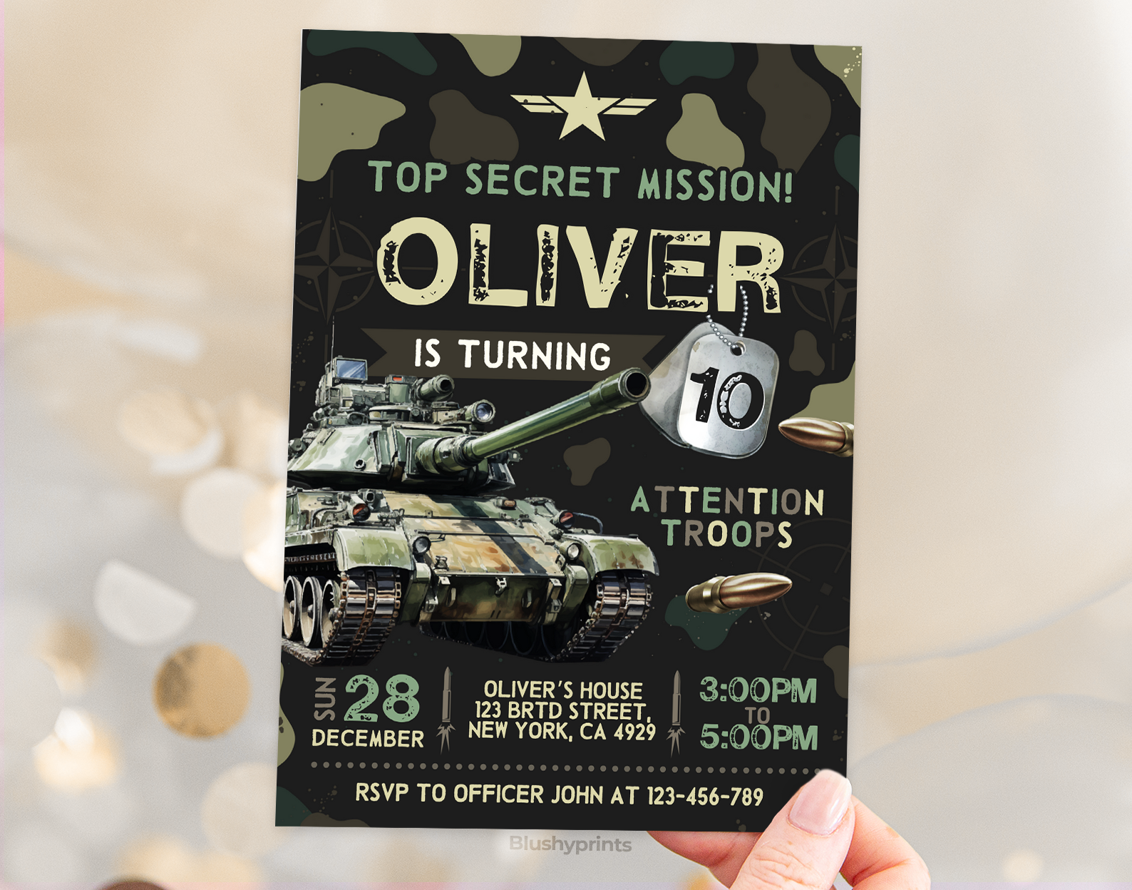 Army Birthday Invitation Etemply
