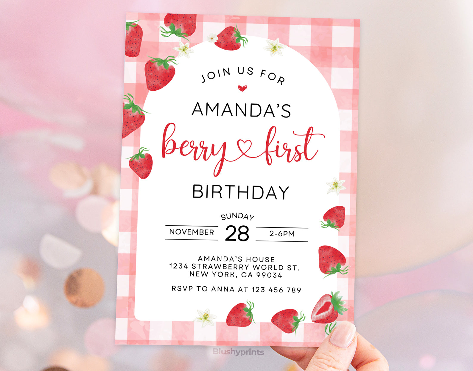 Berry First Birthday Invitation Etemply
