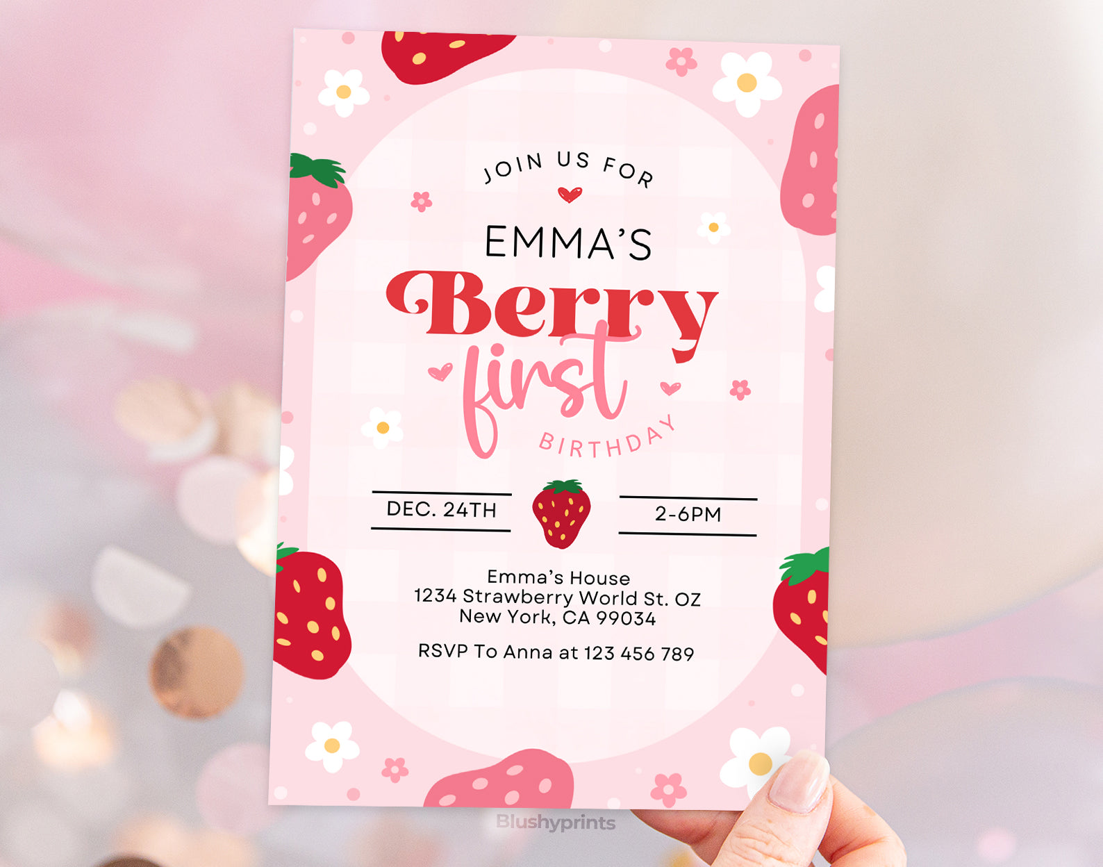 Berry First Birthday Invitation Etemply