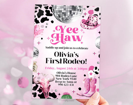 Cowgirl Birthday Invitation Etemply