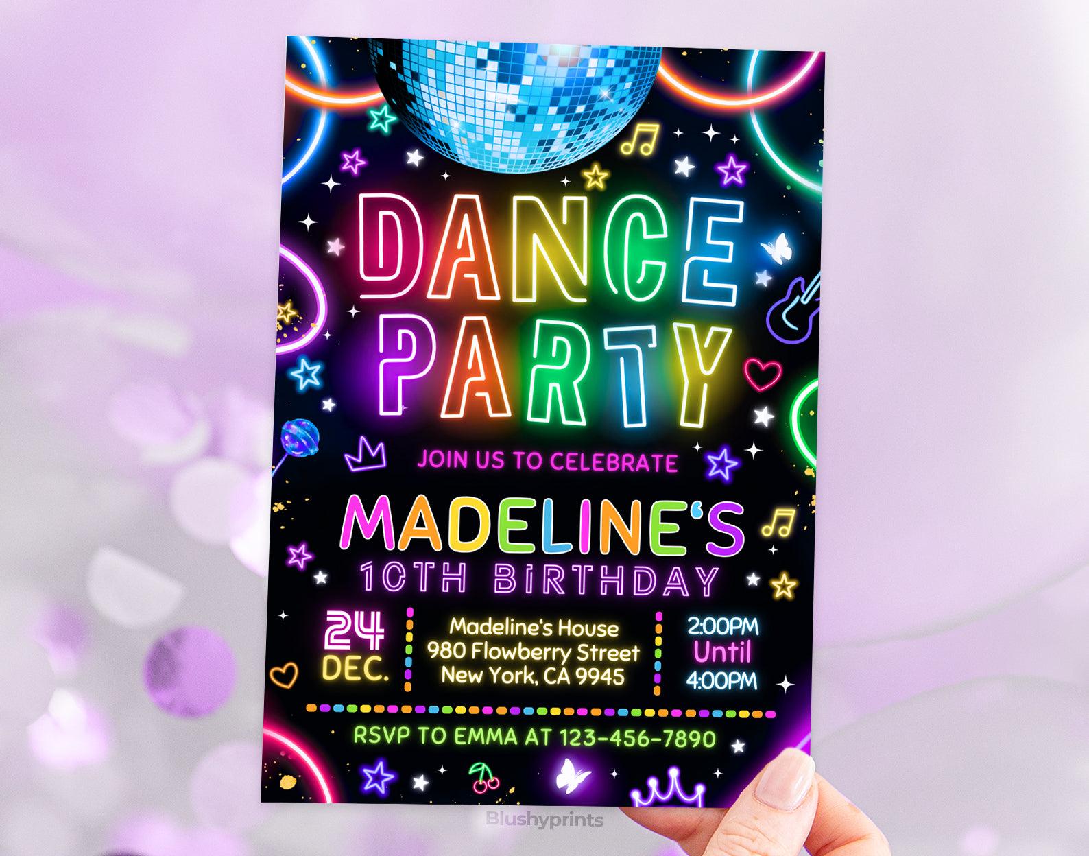 Dance Party Birthday Invitation Etemply