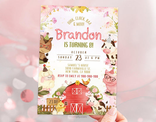 Farm Birthday Invitation Etemply