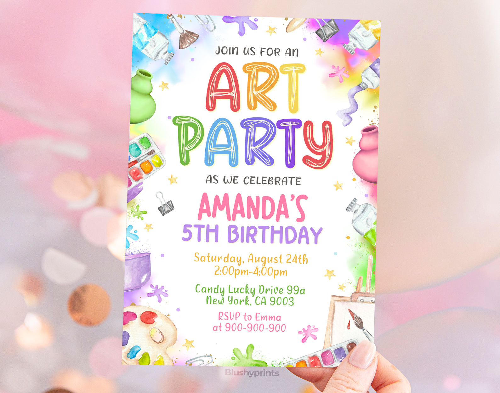 Art Party Invitation, Painting Party Invitation, Art Paint Party Invite Etemply