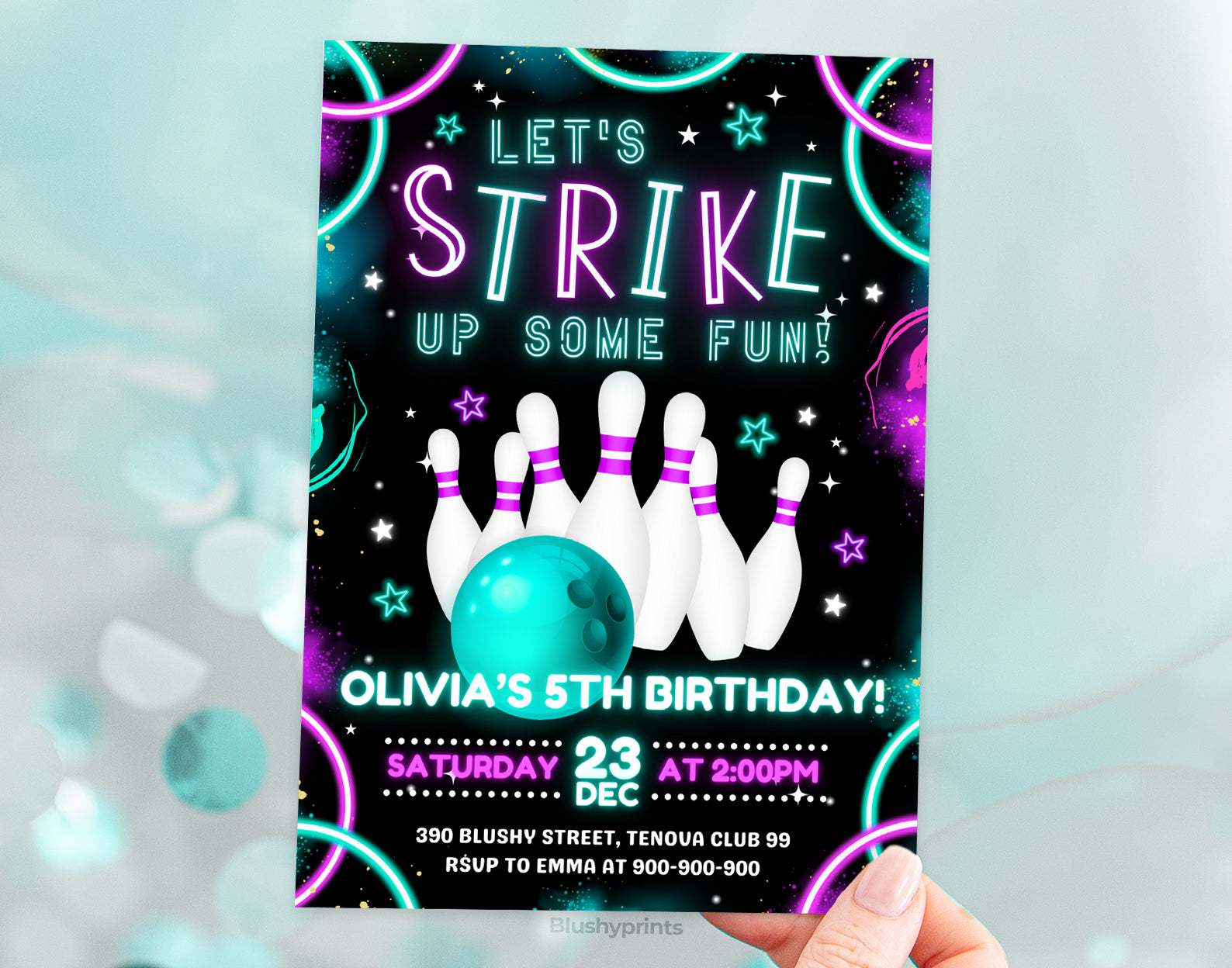 Bowling Birthday Invitation Etemply