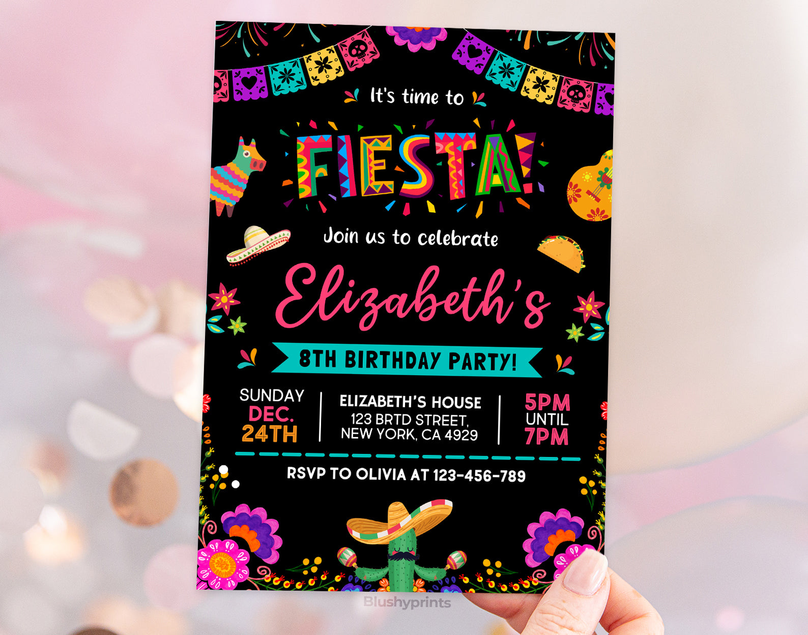 Fiesta Party Invitation, Mexican Birthday Invite Etemply