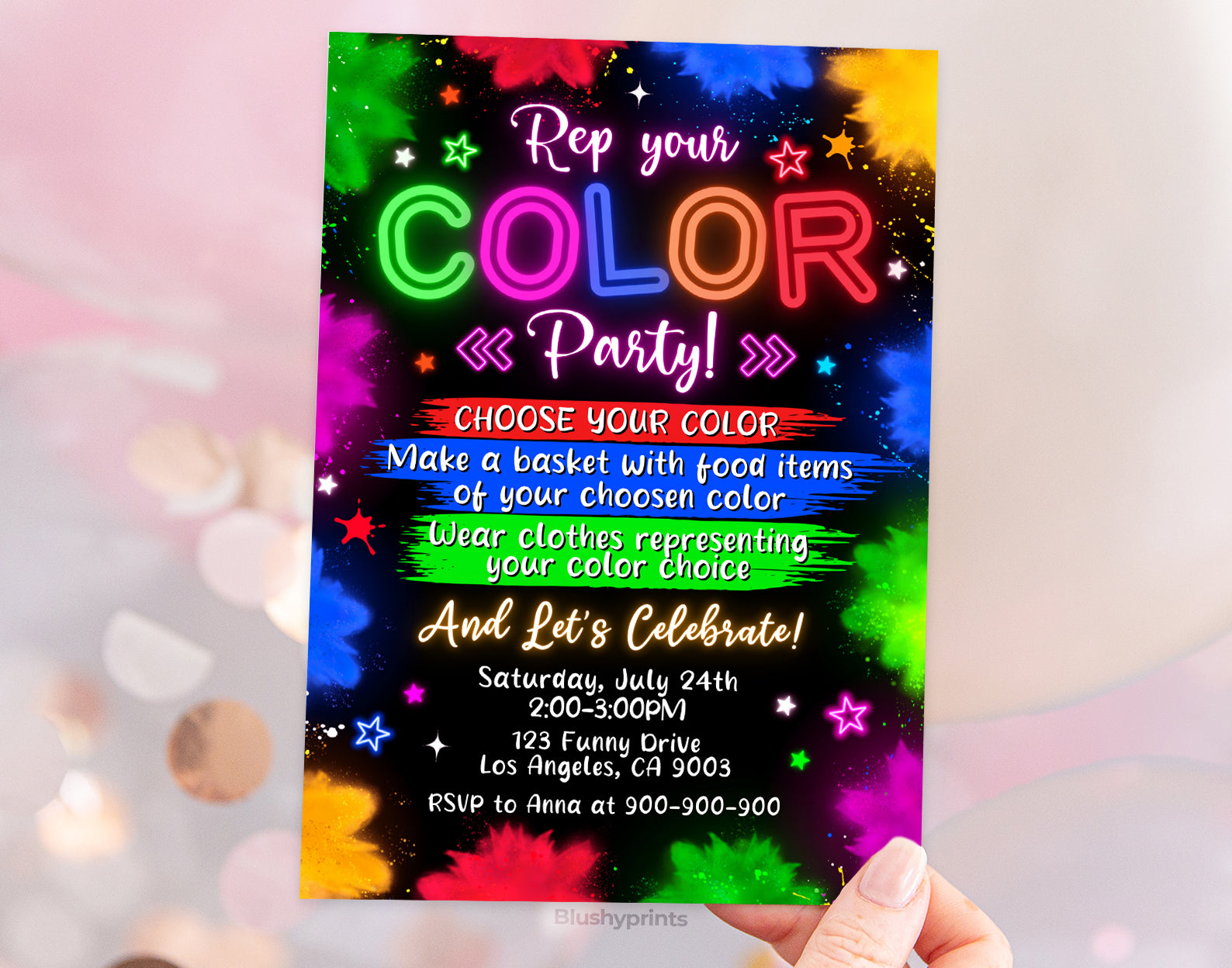 Color Party Invitation, Rep your color party invitation Etemply