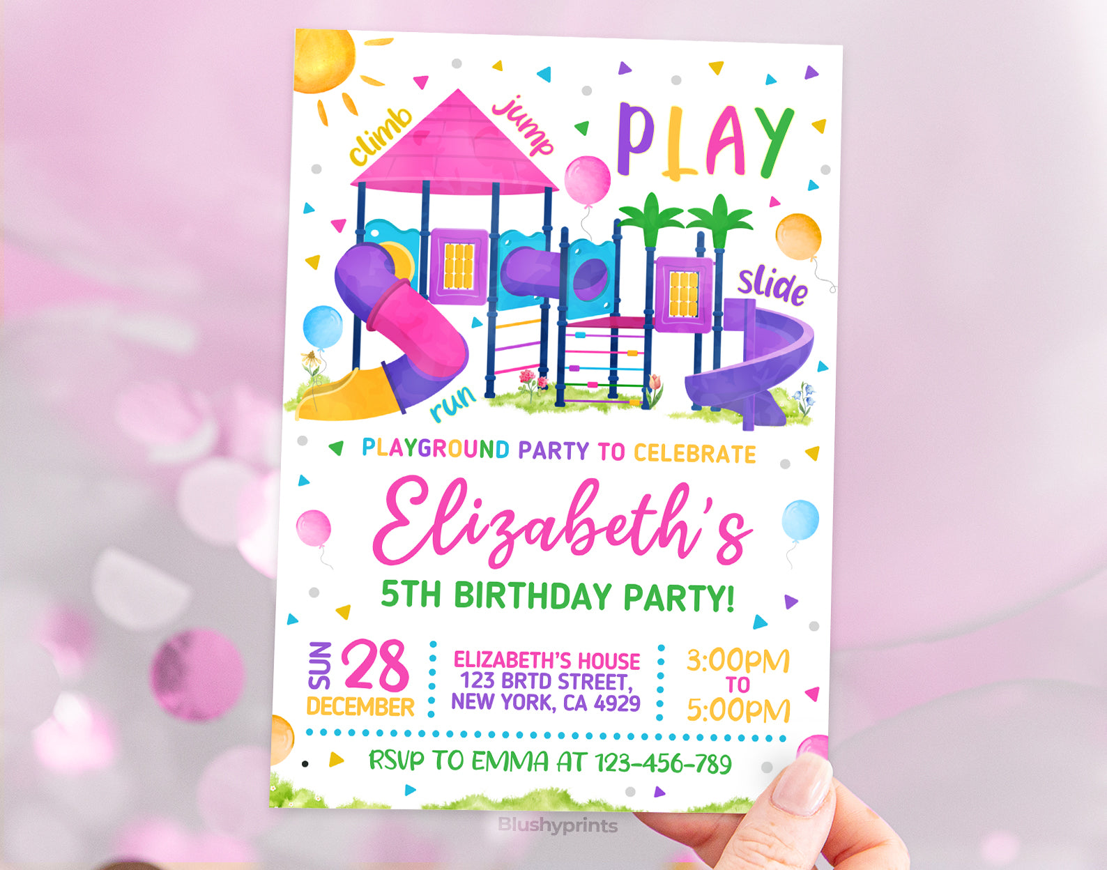 Park Playground Birthday Invitation Etemply