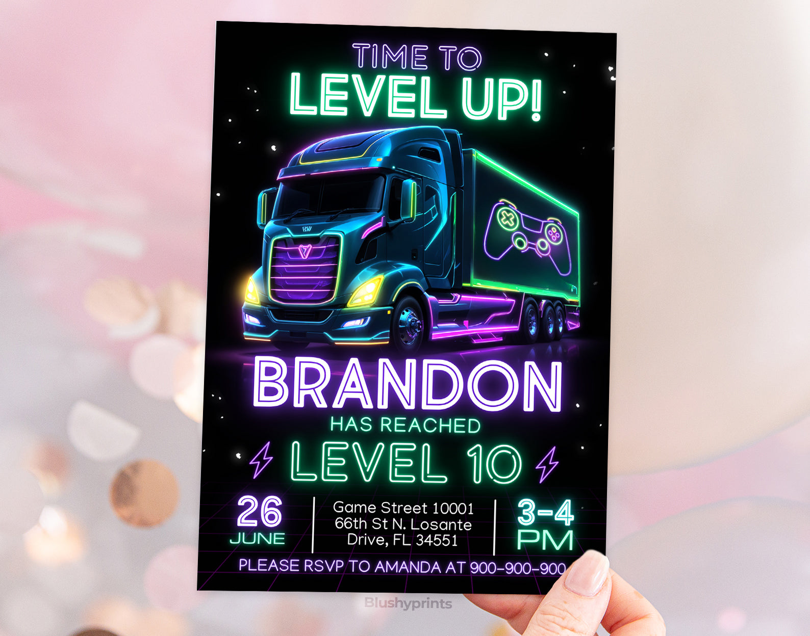 Game Truck Invitation, Game Truck Invite, Gamer Invitation Etemply