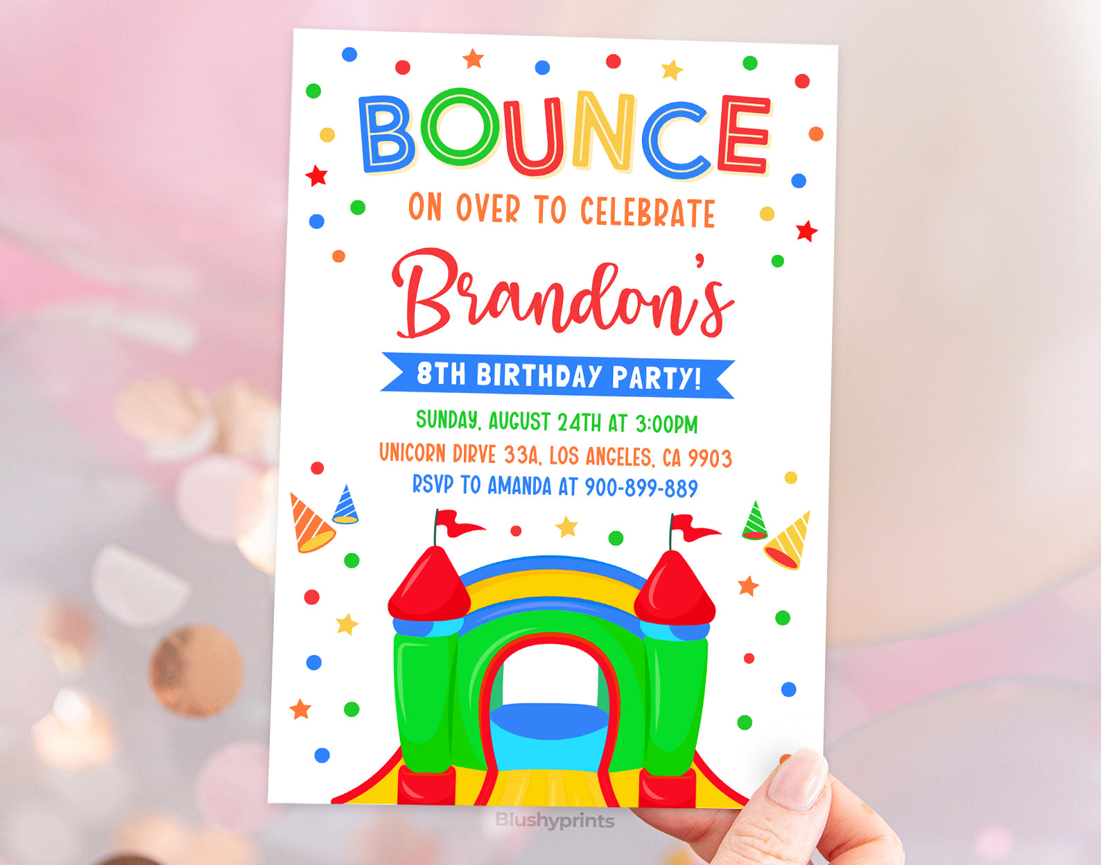 Bounce House Birthday Invitation, Boy Bounce Birthday Invite Etemply