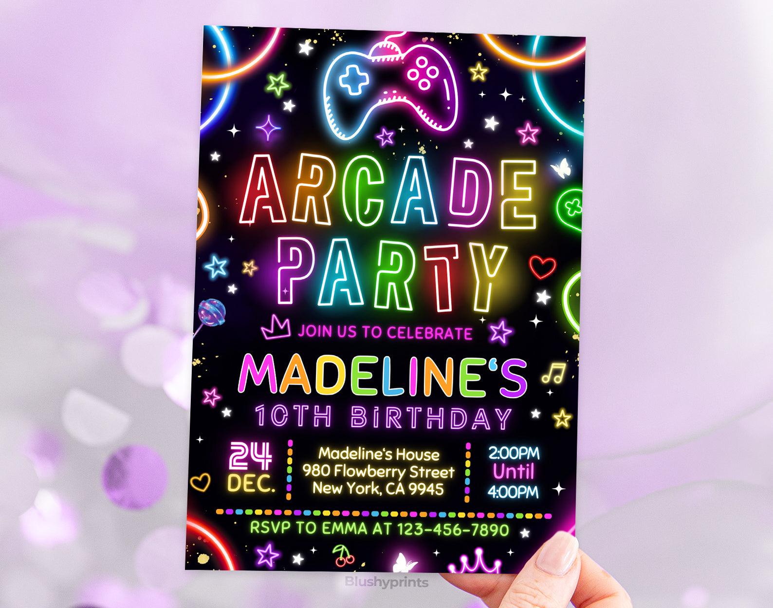 Arcade Birthday Invitation Etemply
