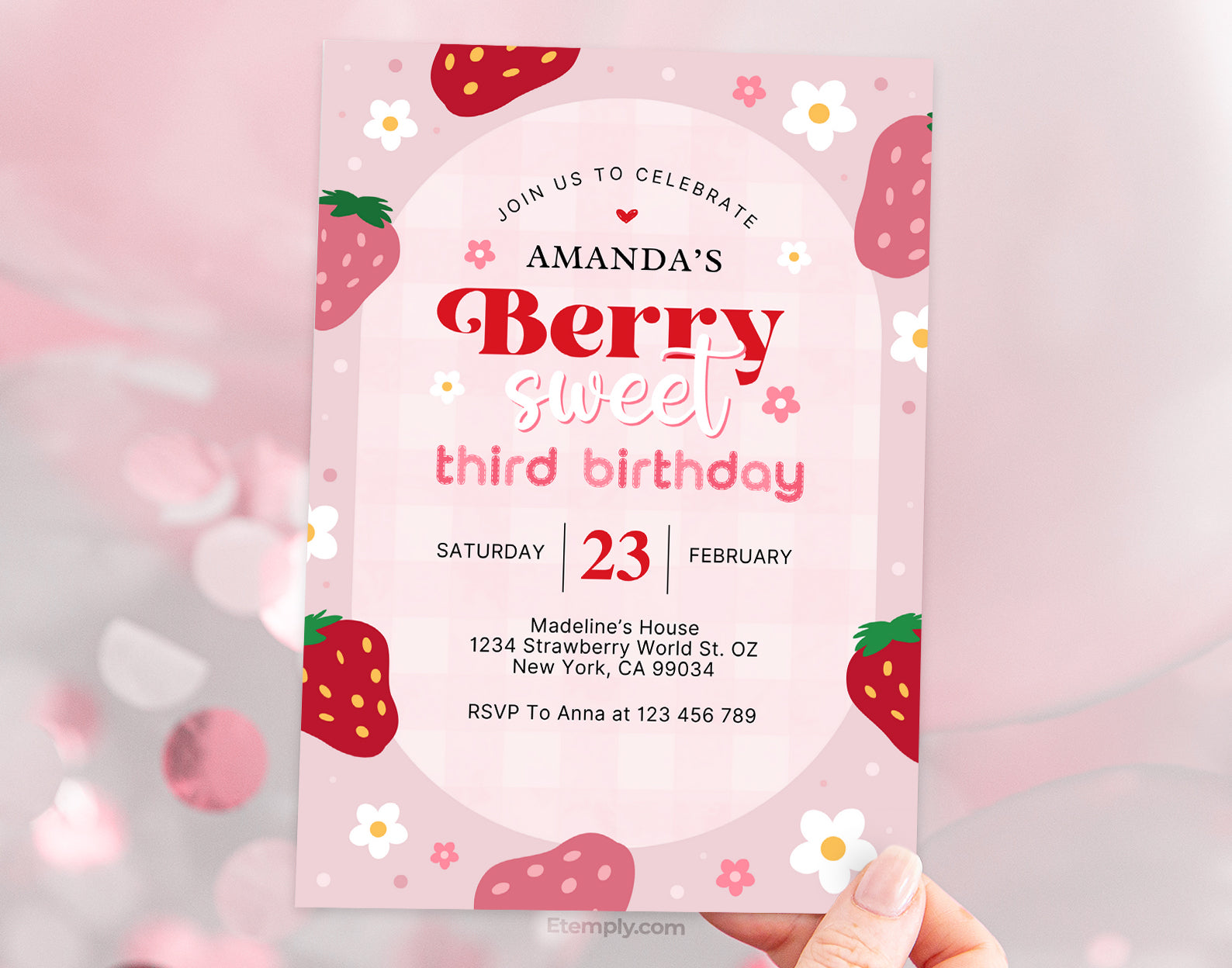 Berry Sweet Birthday Invitation Etemply