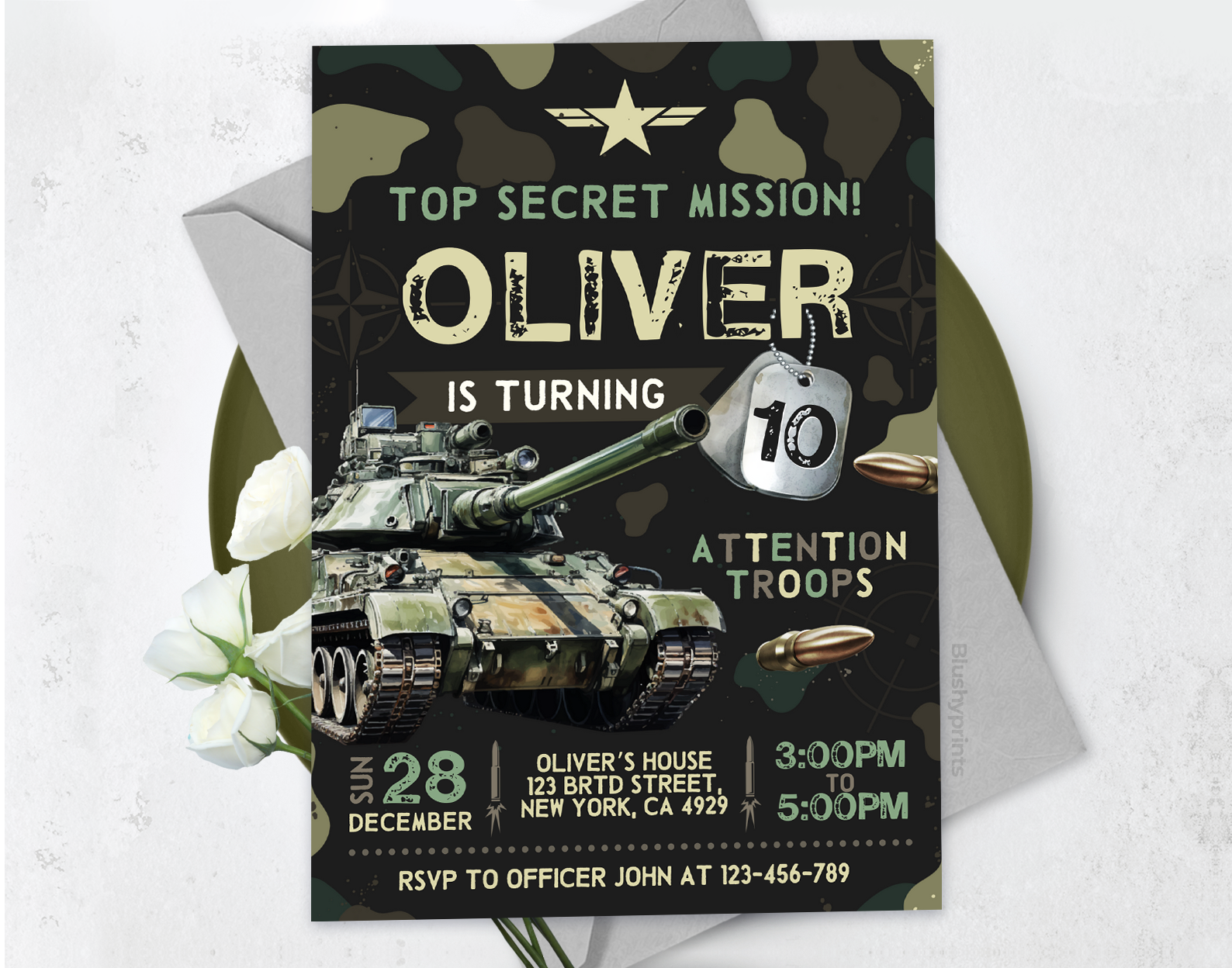 Army Birthday Invitation Etemply