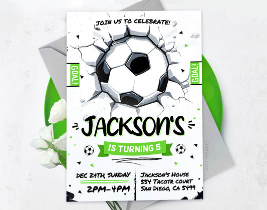 Soccer Birthday Invitation Etemply