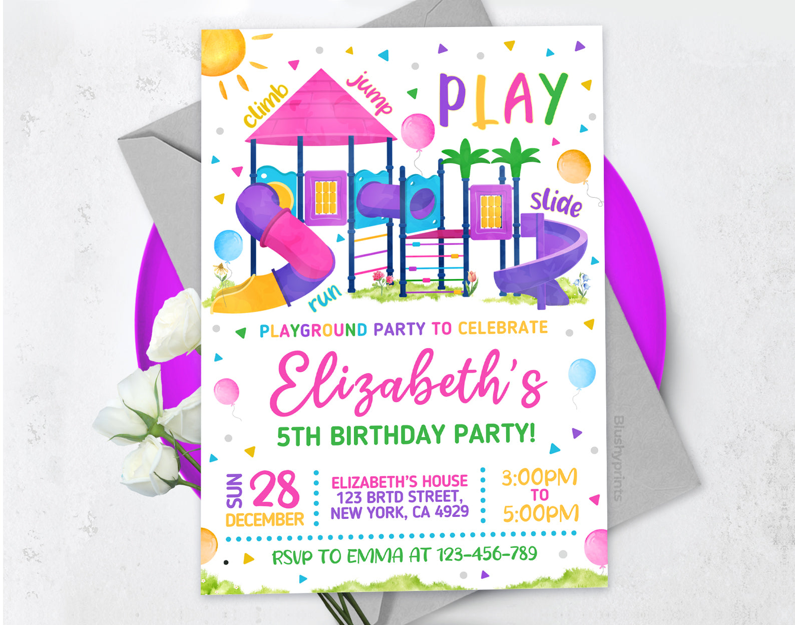 Park Playground Birthday Invitation Etemply