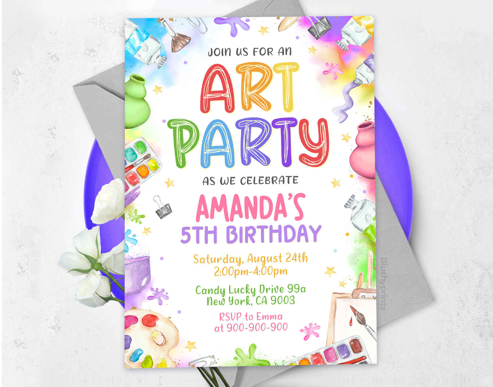 Art Party Invitation, Painting Party Invitation, Art Paint Party Invite Etemply