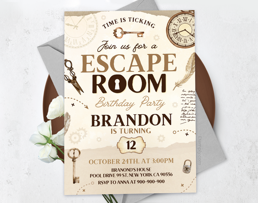 Escape Room Birthday Invitation Etemply