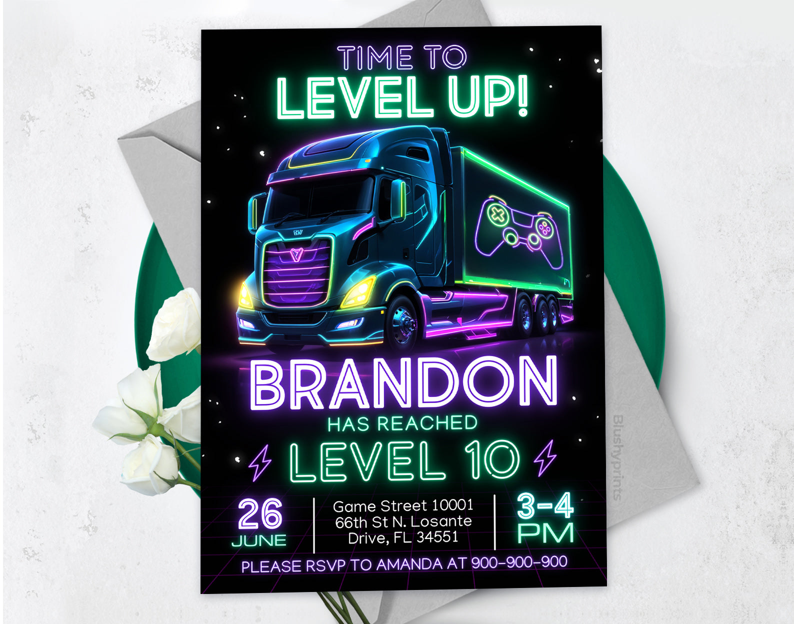 Game Truck Invitation, Game Truck Invite, Gamer Invitation Etemply