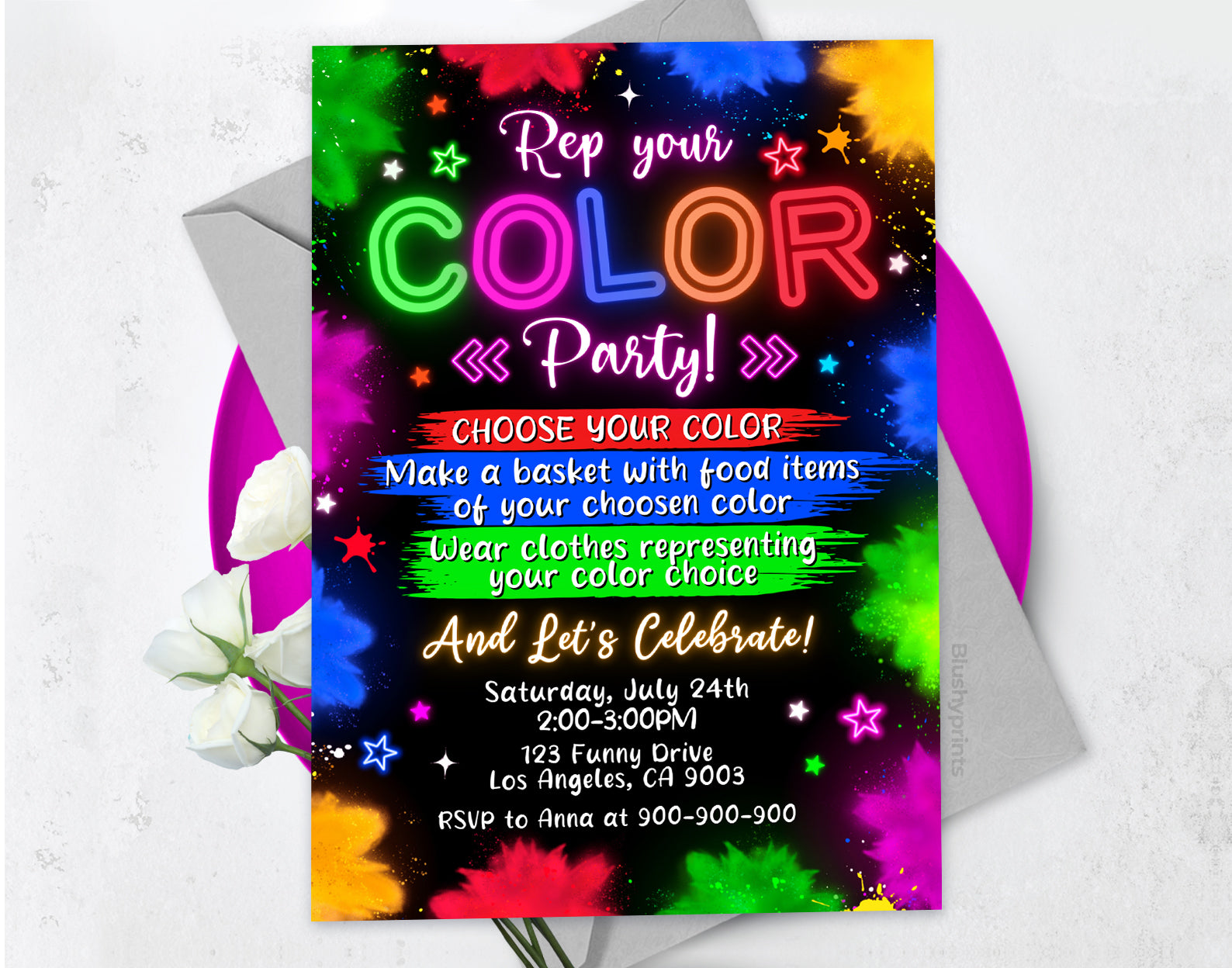 Color Party Invitation, Rep your color party invitation Etemply