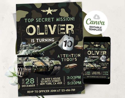 Army Birthday Invitation Etemply