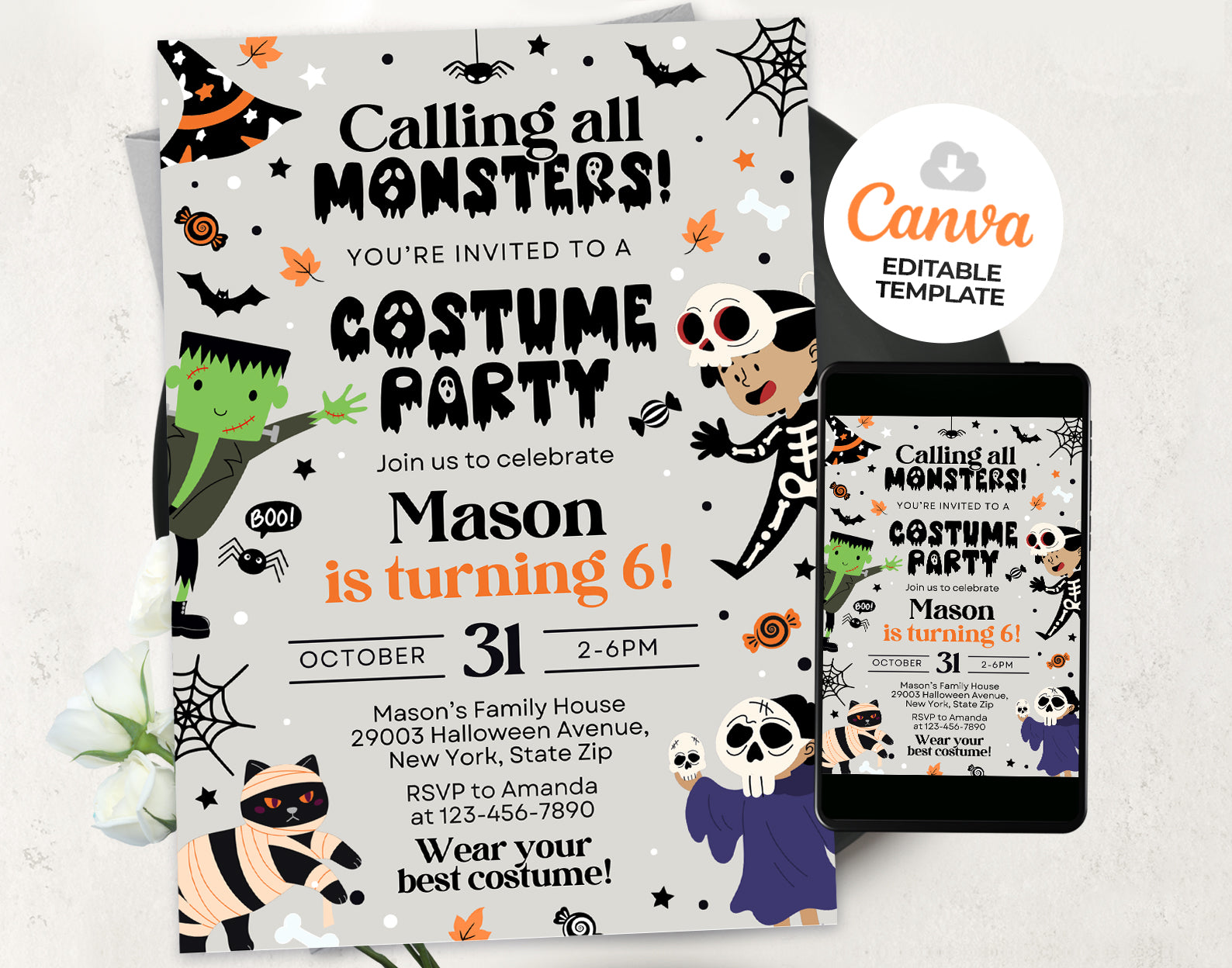 Halloween Costume Party Invitation, Halloween Party Invite Etemply