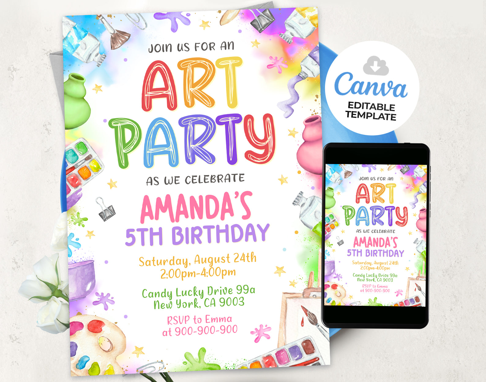 Art Party Invitation, Painting Party Invitation, Art Paint Party Invite Etemply