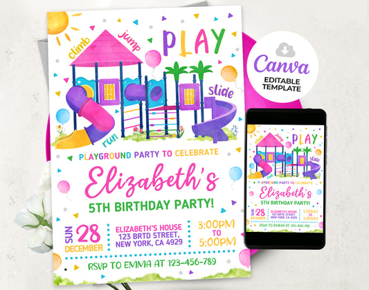 Park Playground Birthday Invitation Etemply