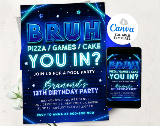 Bruh Birthday Invitation, Bruh its my birthday Invitation Etemply