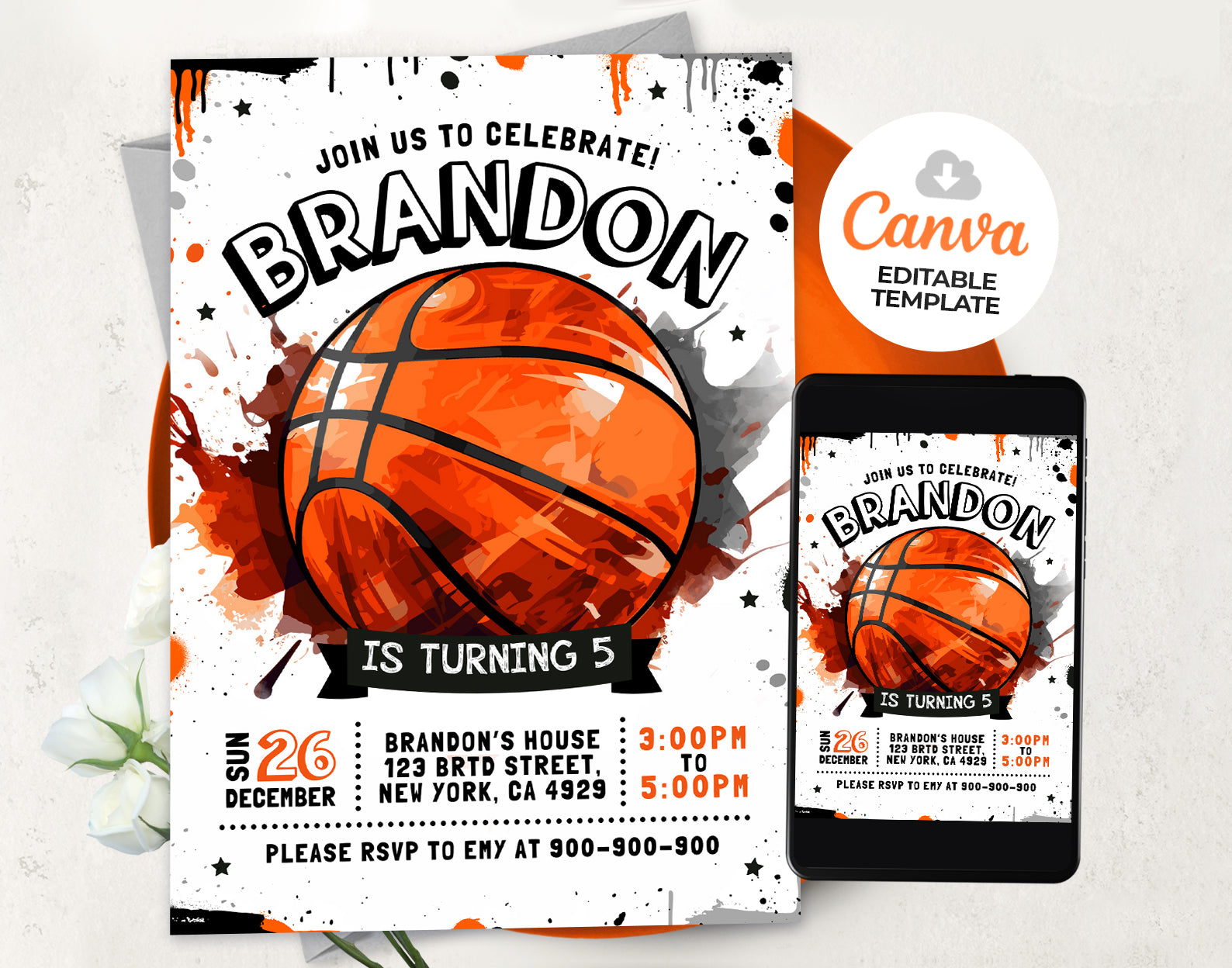 Basketball Birthday Invitation Etemply