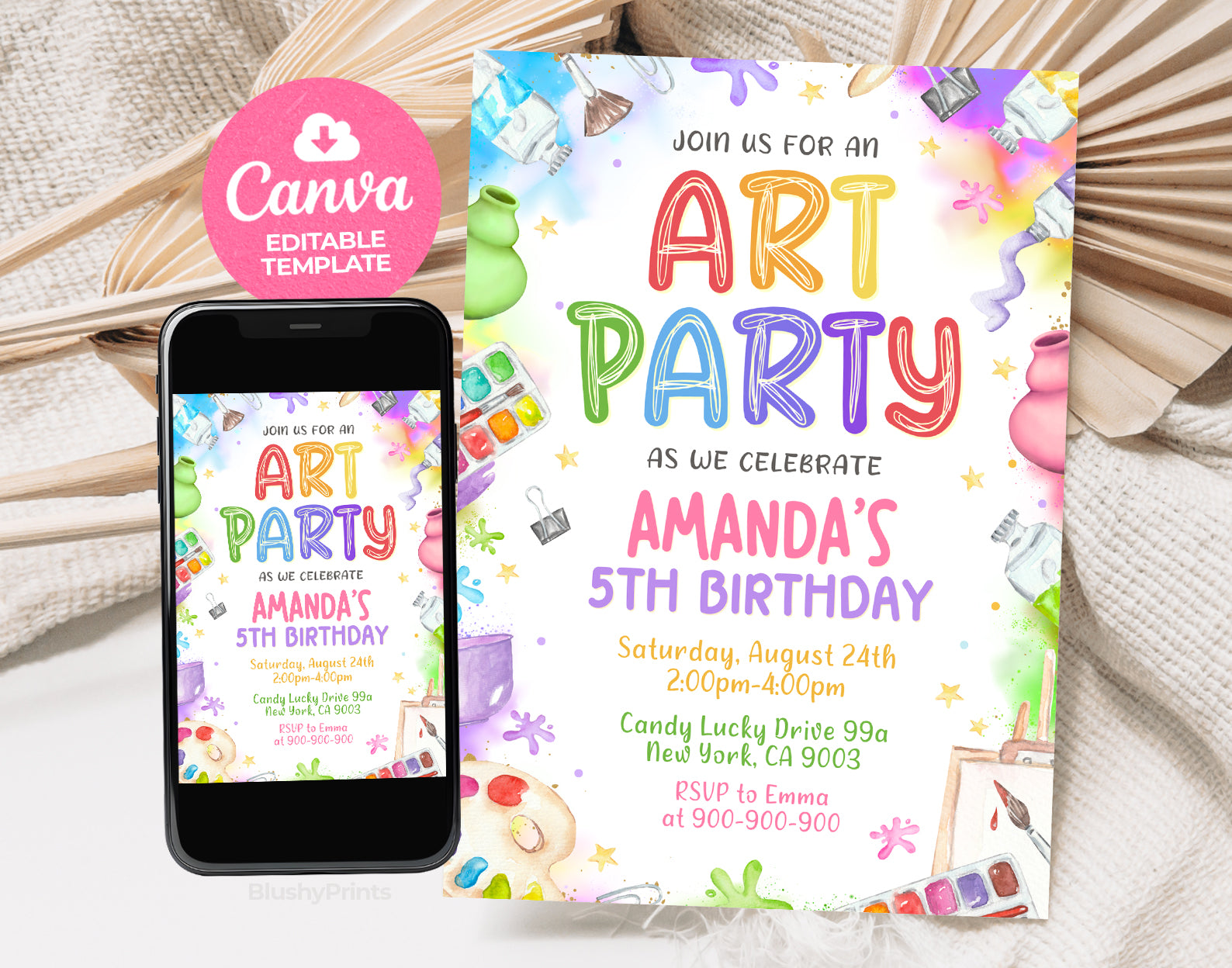 Art Party Invitation, Painting Party Invitation, Art Paint Party Invite Etemply