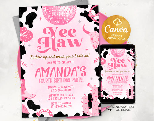 Cowgirl Birthday Invitation Etemply