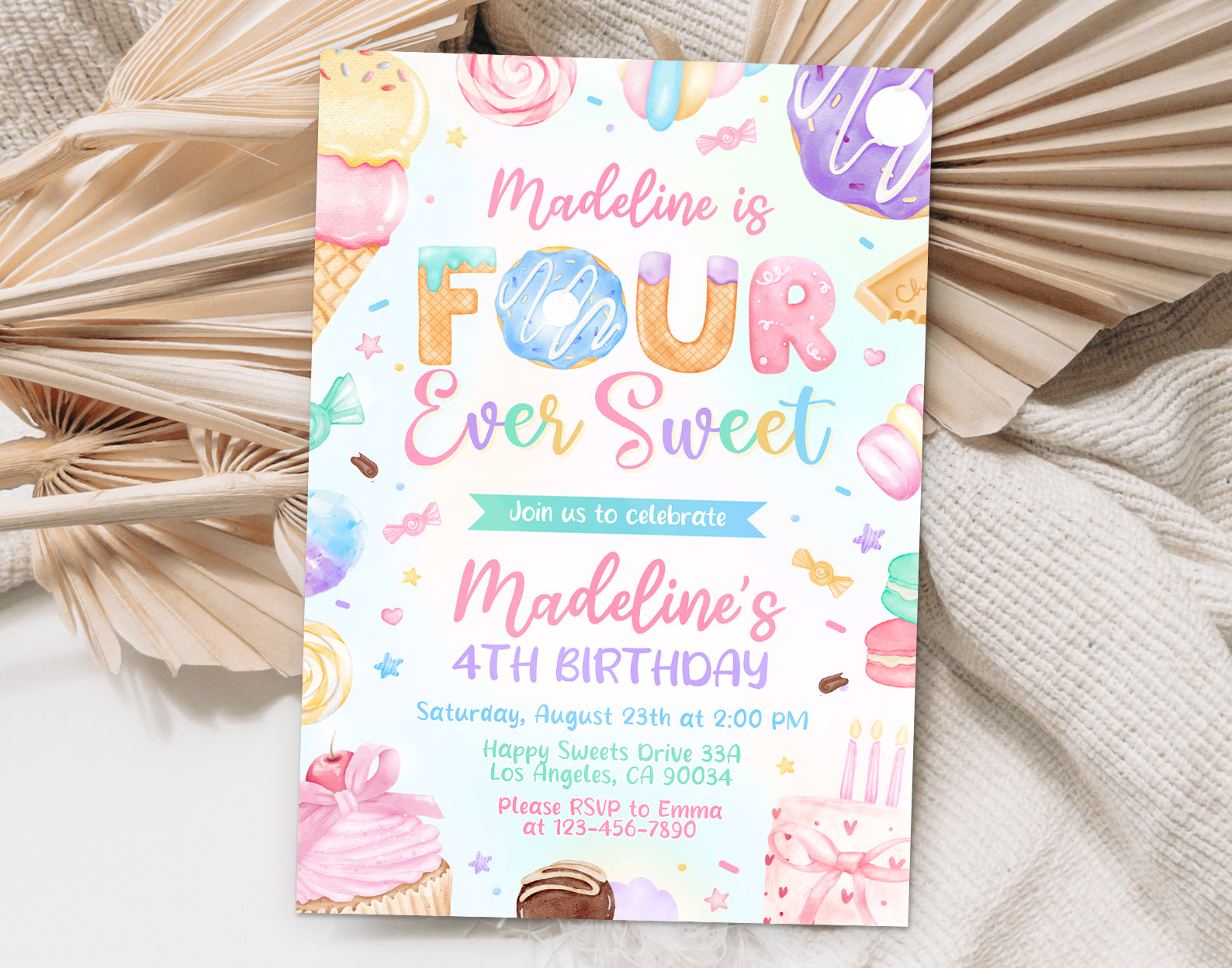 Four Ever Sweet Birthday Invitation, 4th Sweet Invitation Etemply