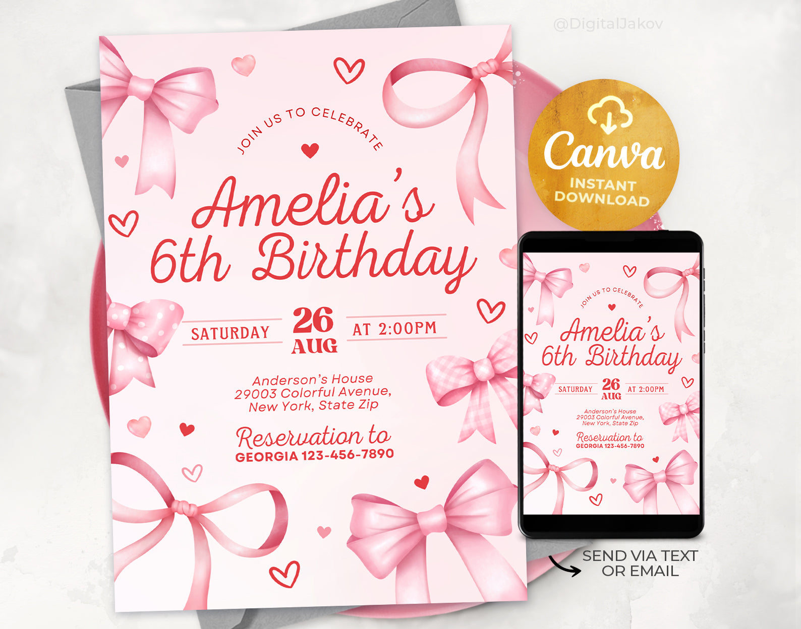 Bow Invitation, Coquette Birthday Invitation, Coquette Invites, Coquette Party Invite Etemply