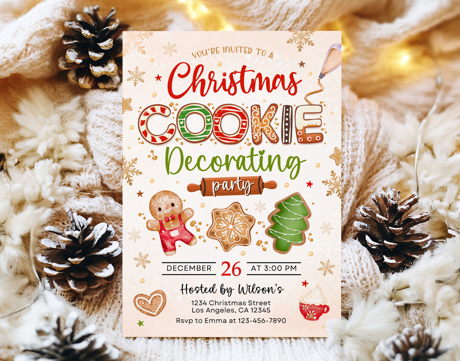 Cookie Decorating Party Invite, Cookie Exchange Invitation, Cookie Christmas Party Invite Etemply