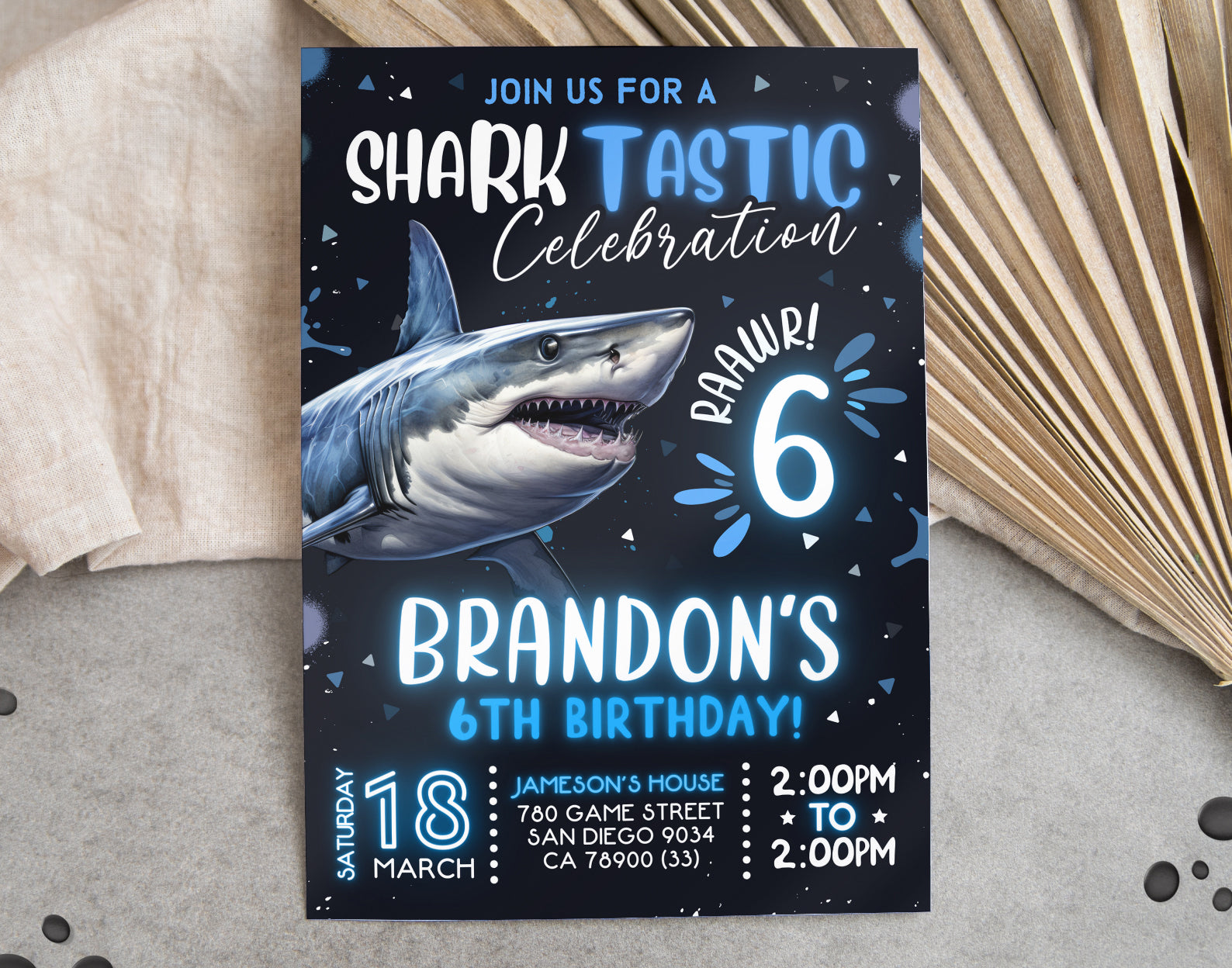 Shark Invitation, Shark Birthday Invitation, Dark Sharktastic Party Invite Etemply