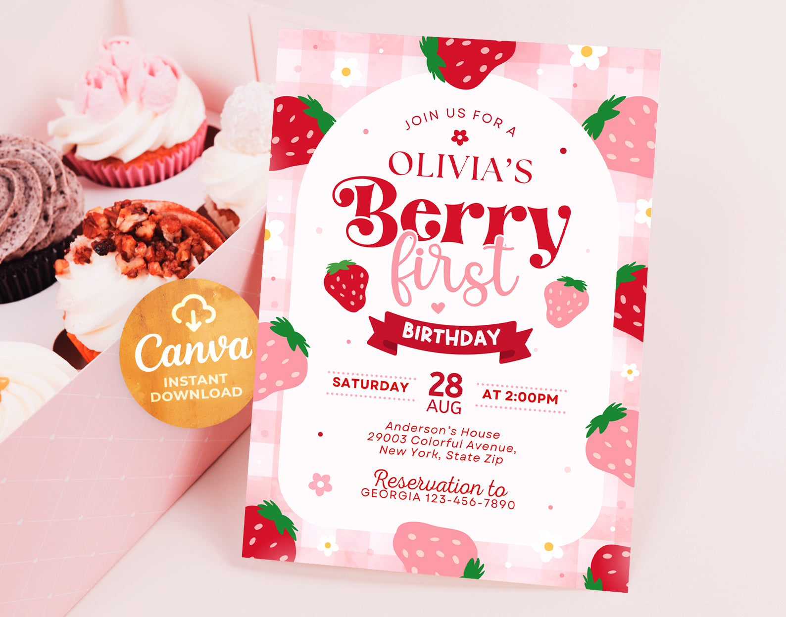 Berry First Birthday Invitation, Berry 1st Birthday Invitation, Berry First Birthday Invite Etemply