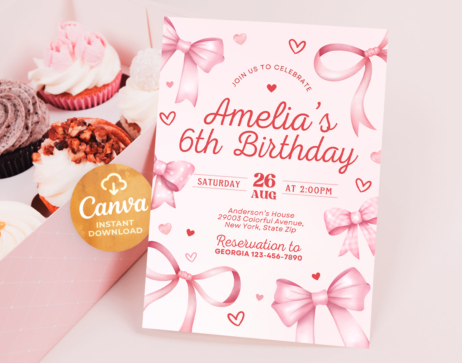 Bow Invitation, Coquette Birthday Invitation, Coquette Invites, Coquette Party Invite Etemply