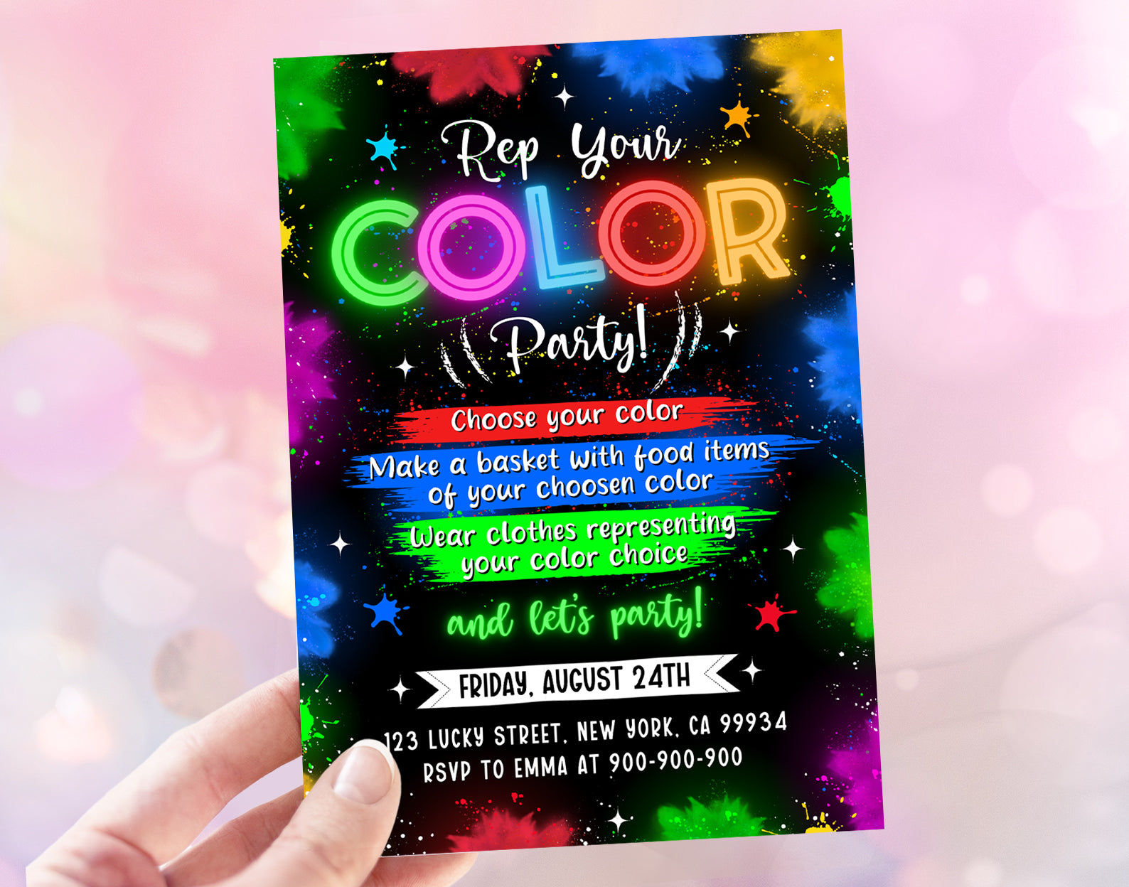 Color Party Invitation, Rep your color party invitation Etemply