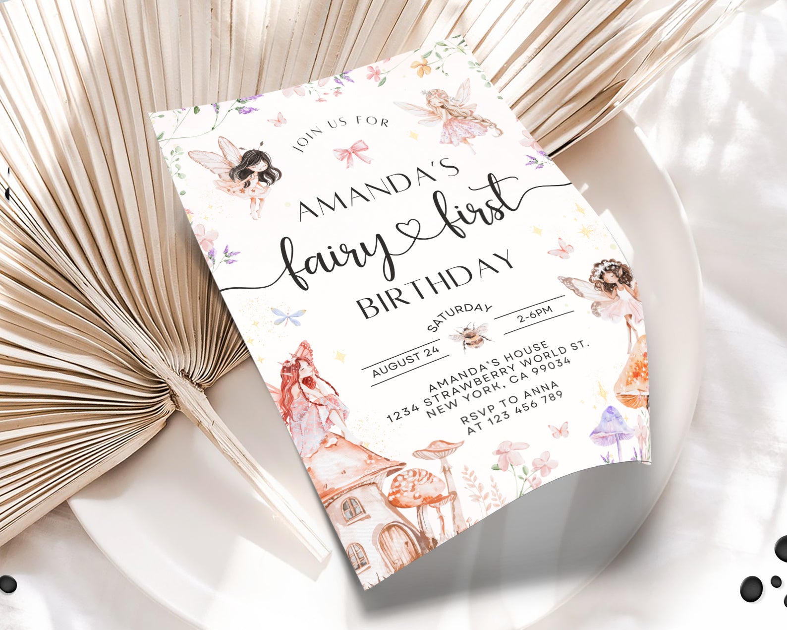 Fairy First Birthday Invitation Girl 1st Birthday Invitation Fairy Birthday Invite Etemply
