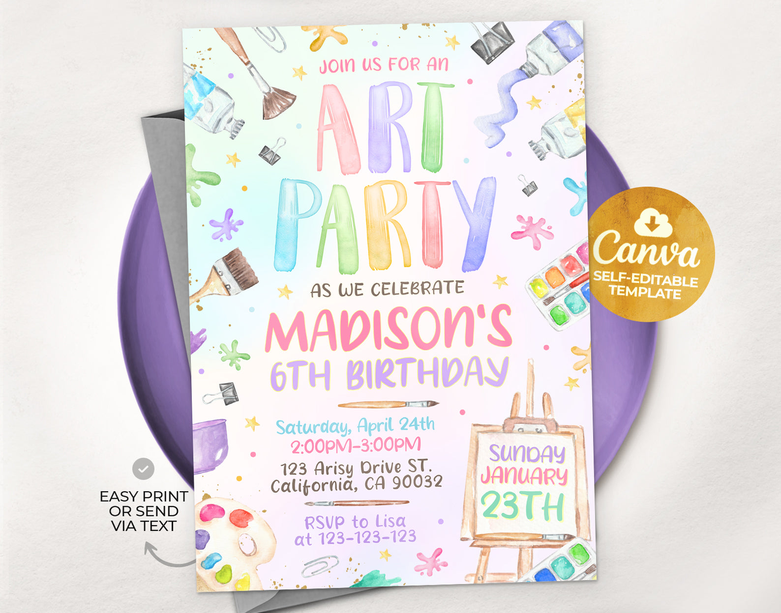 Art Party Invitation, Painting Party Invitation Etemply
